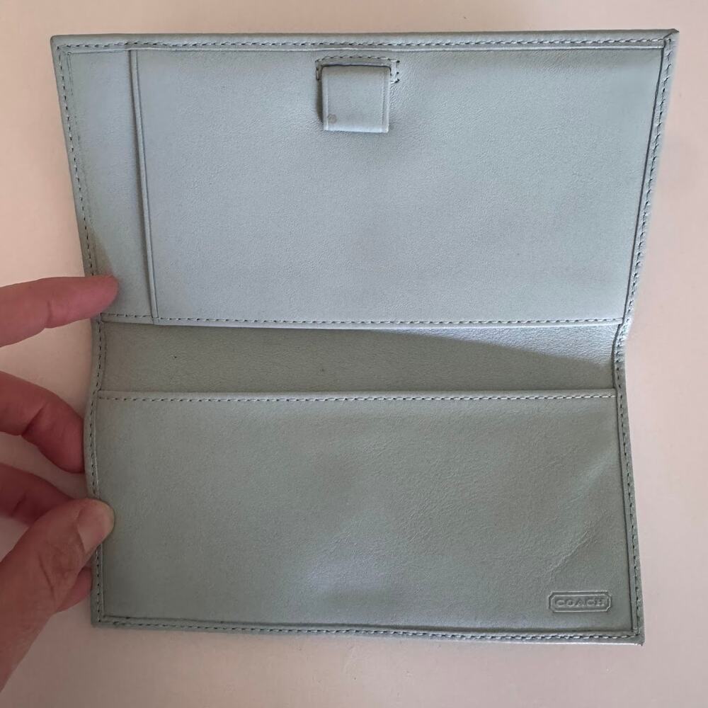 Coach Vintage Soho Signature Buckle Trifold Wallet and Checkbook Blue Teal Rare - Picture 6 of 10
